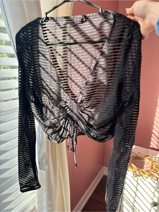 Urban Outfitters Tops - Urban Outfitters Black Sheer Ruched Long-Sleeve top